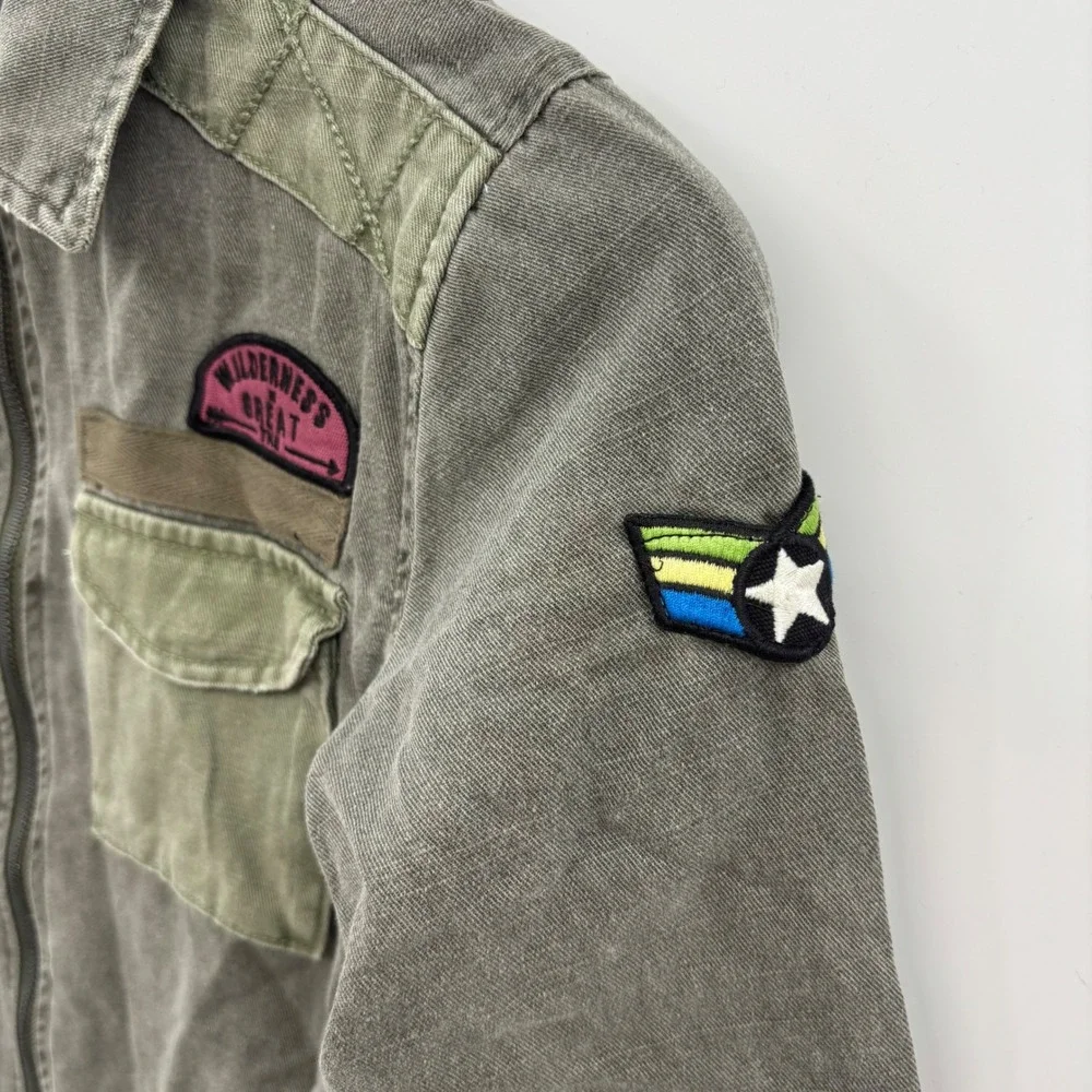 Art Class Boys Utility Jacket Small 6 7 Olive Green Full Zip Cotton Patches New‎